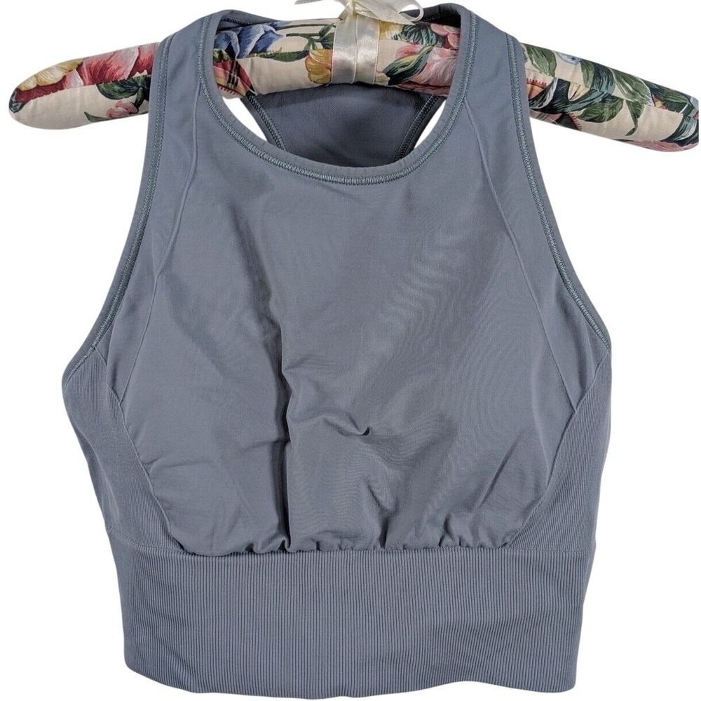 Lululemon Womens Ebb To Train Sports Bra 6 Blue Medium Support Padded Wireless